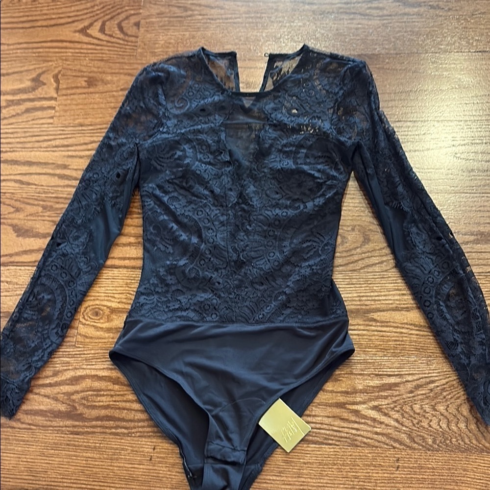 H&M Black Lace mesh sheer bodysuit Chemise ELEGENT sexy cocktail party size 2